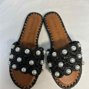 Gianni Bini Black‎ Sandals with Pearl Accents